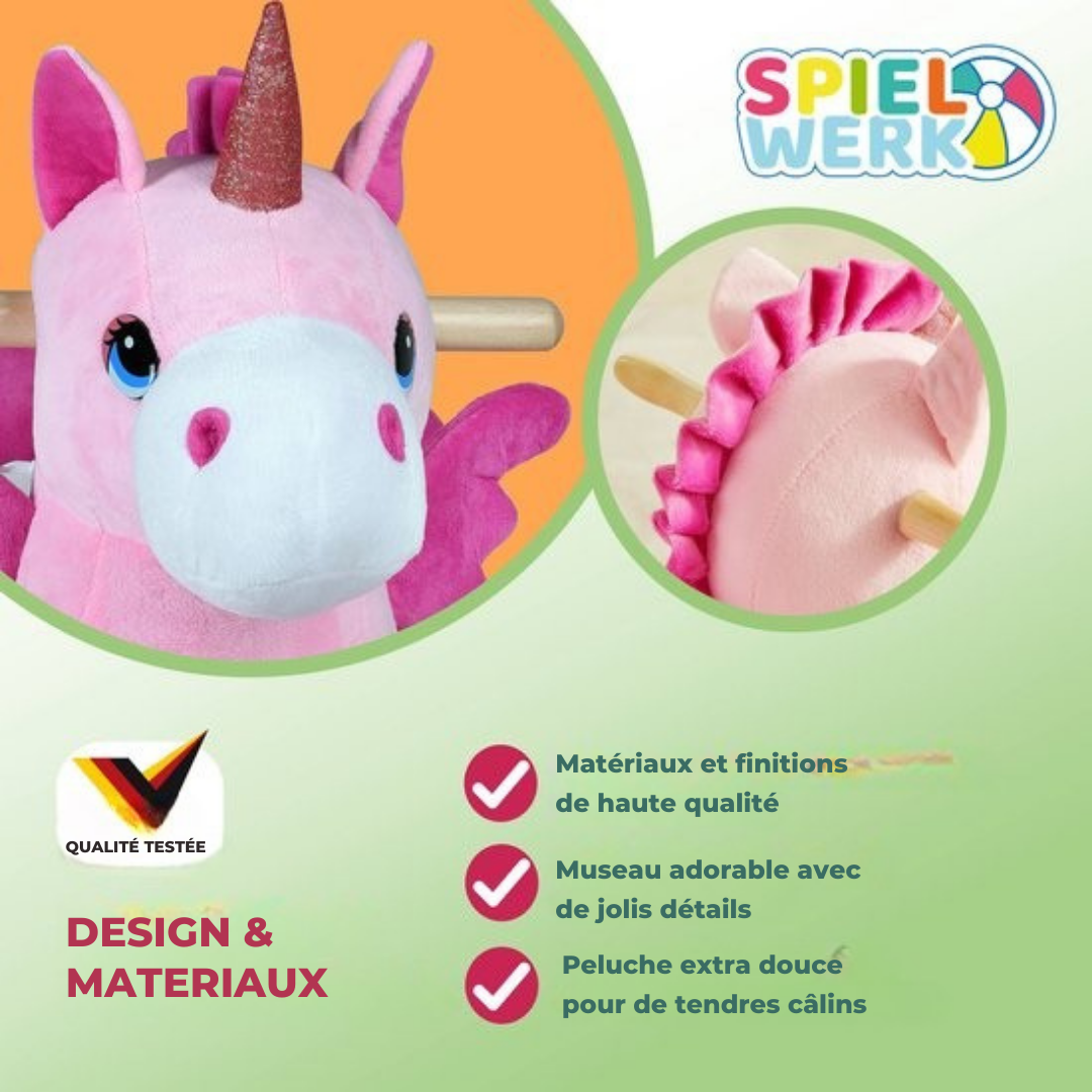 Spielwerk Rocking Chair Unicorn - Ceinture de sécurité à partir de 12m - Rose