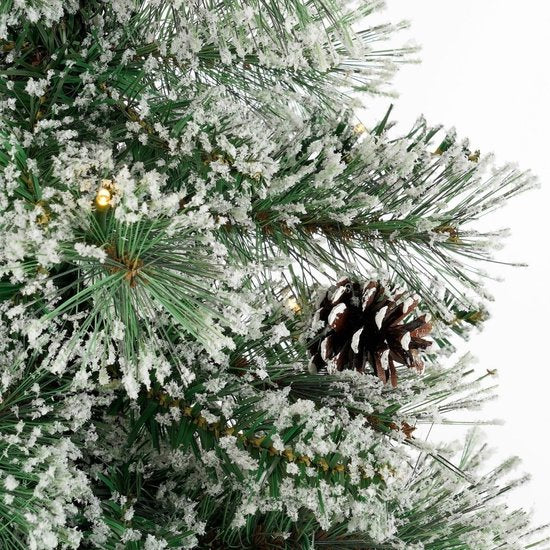 Black Box Trees Vandans : sapin de Noël artificiel avec éclairage, H 120 x Ø 60 cm - Sapin artificiel avec décorations de Noël - Sapin de Noël artificiel aux branches enneigées - Vert