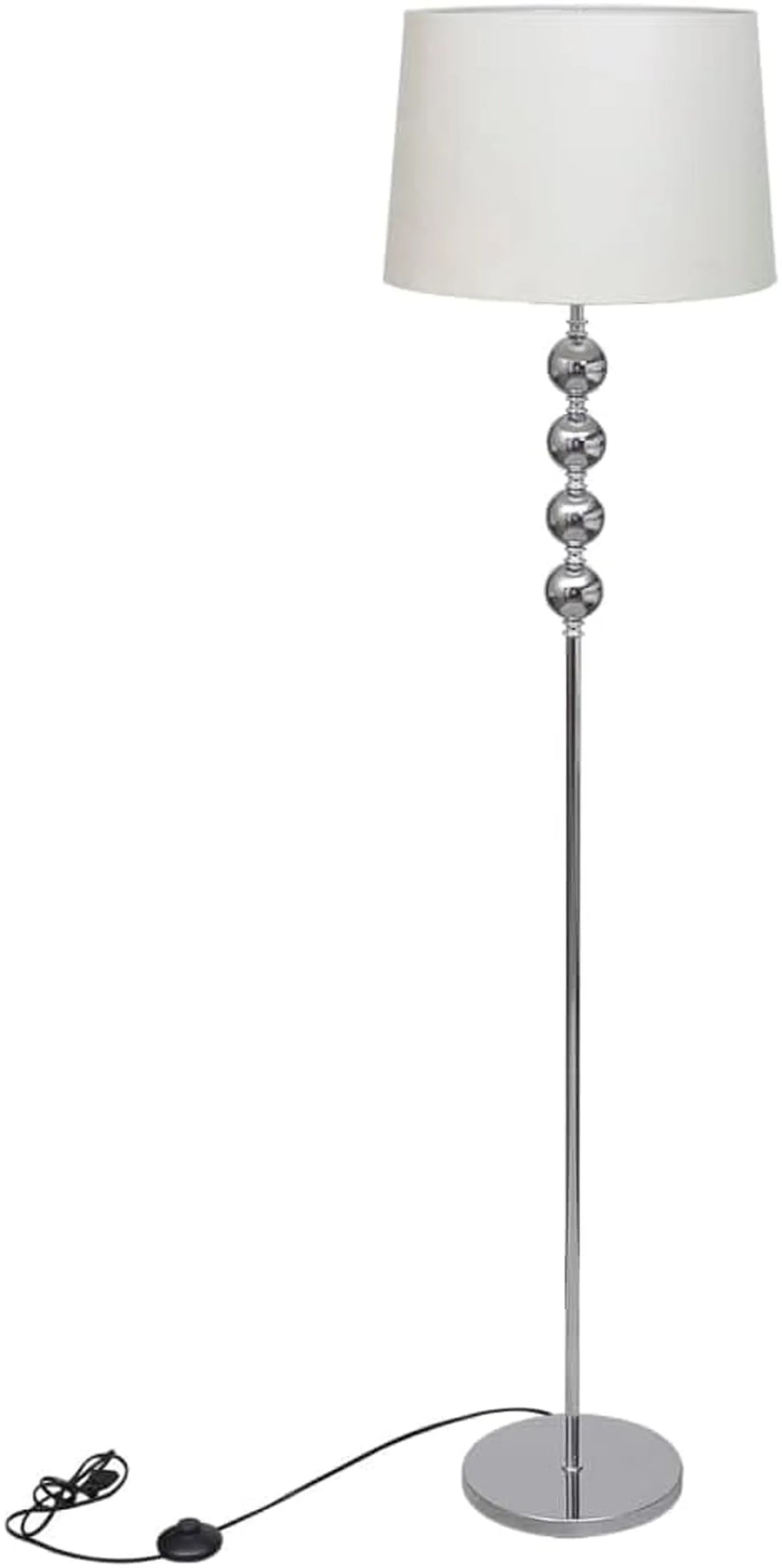 Lampadaire VidaXL à 4 ampoules - Abat-jour rond blanc Ø 38 cm - Chrome avec interrupteur au pied - E27