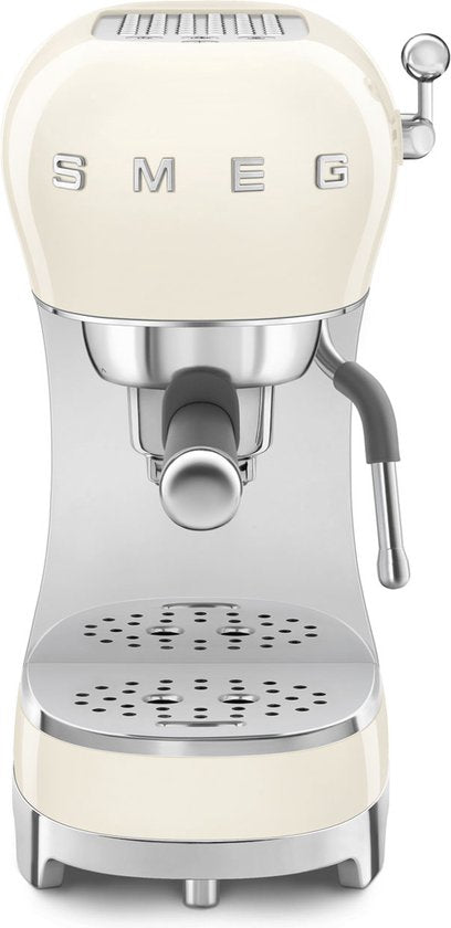 Machine à expresso manuelle SMEG ECF02CREU - Machine à piston - 15 bars - Thermobloc - Buse à vapeur - Compatible avec le café moulu et les dosettes E.S.E. - Style années 50 - Crème