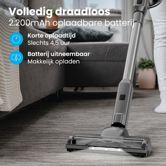 Auronic Stick hoover Cordless - Stick hoover autoportant - Sans sac - 220W - Aspirateur - Gris