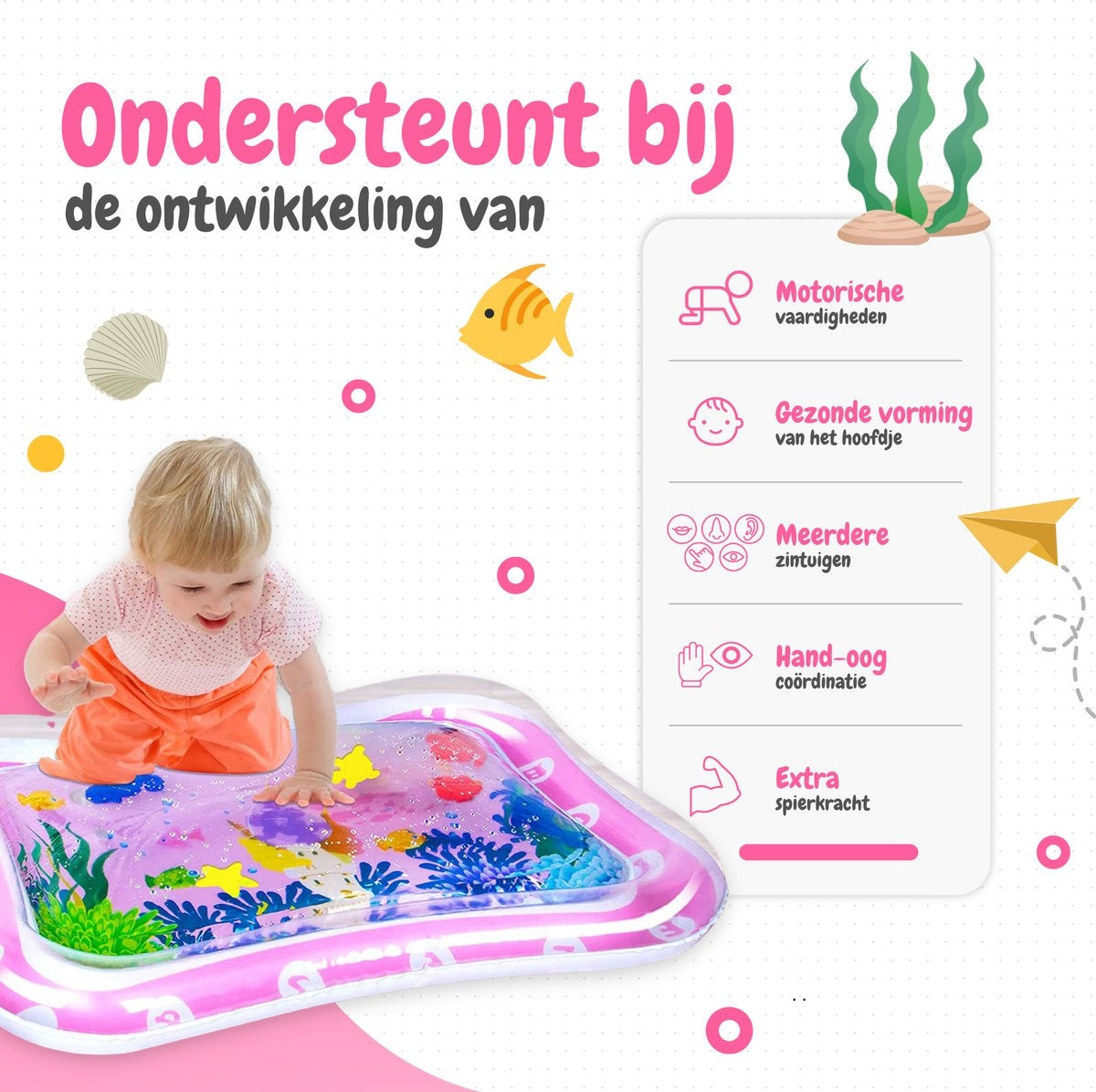 AyeKids Waterspeelmat - Watermat - Speelkleed - Opblaasbaar - Watermat Baby - Roze