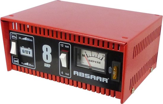 Chargeur de batterie Absaar 6/12 V 8 A - pour voiture et moto - boîtier métallique