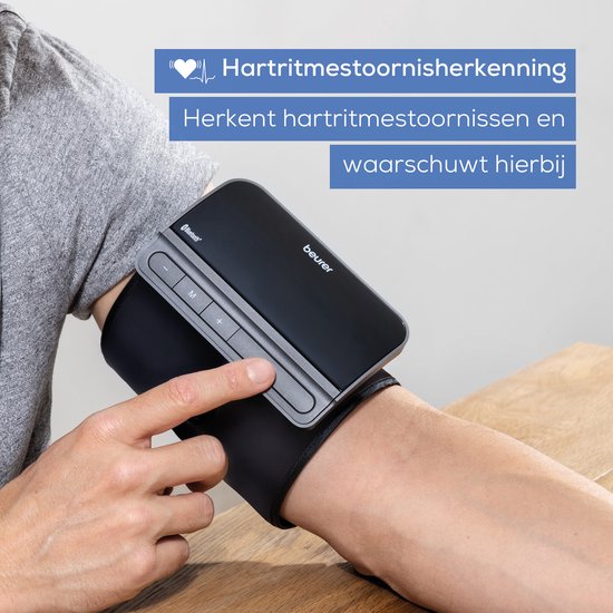 Tensiomètre Beurer BM 81 Smart pour le bras - Brassard EasyLock intégré 24-40 cm - Bluetooth® - Indicateur de risque - Technologie d'inflation - Mémoire pour 2 utilisateurs - Rythme cardiaque irrégulier - Application gratuite : Health Manager pro - Garant