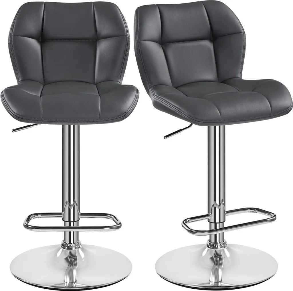 Tabourets de bar Yaheetech - Lot de 2 - Réglables de 62,5 à 84,5 cm - Pivotants à 360° - Gris