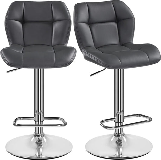 Tabourets de bar Yaheetech - Lot de 2 - Réglables de 62,5 à 84,5 cm - Pivotants à 360° - Gris