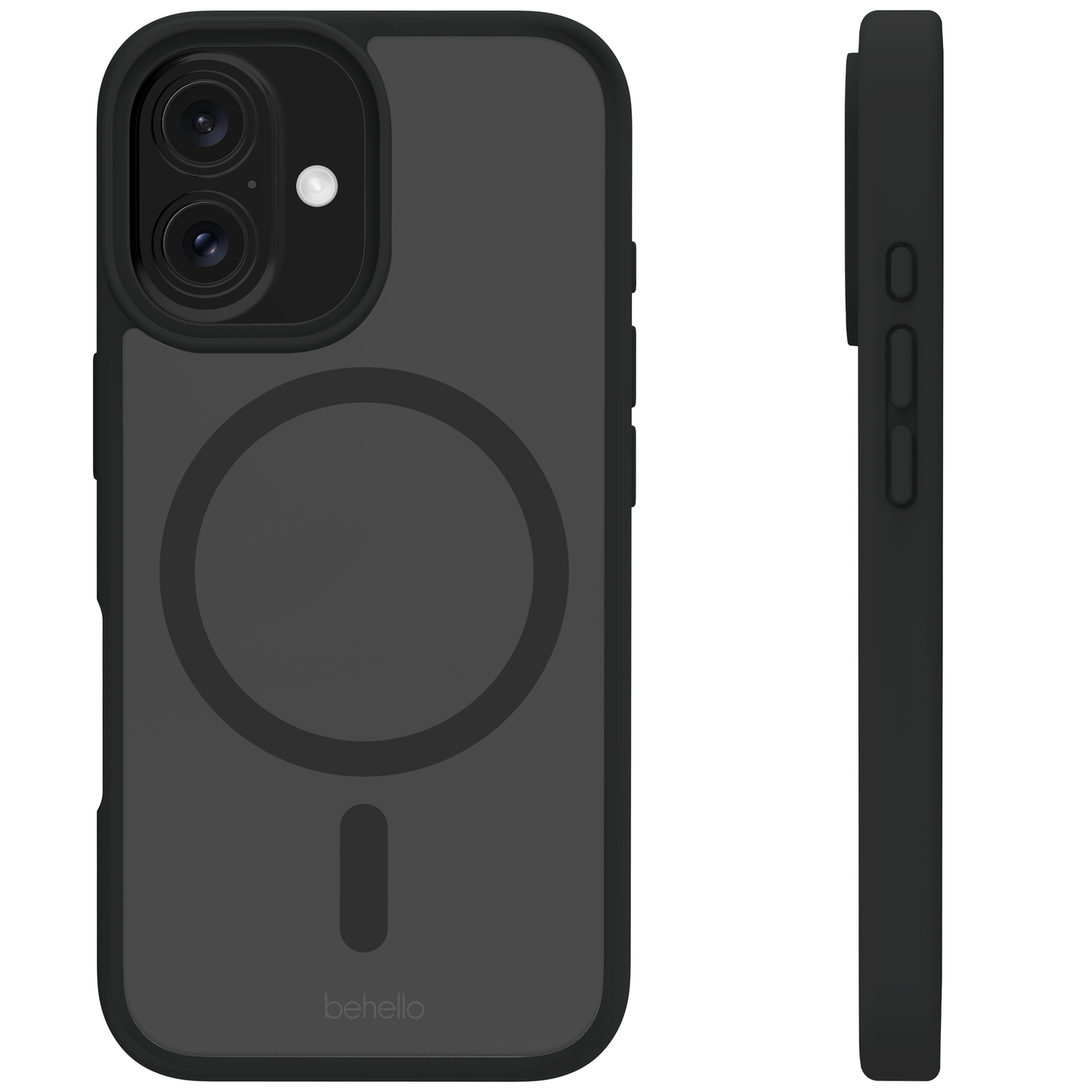 BeHello Case iPhone 16 - Anneau magnétique MagSafe - Transparent/Noir