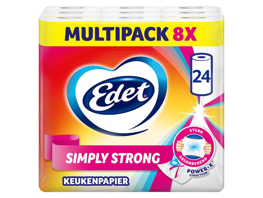 Rouleau de papier essuie-tout Edet Simply Strong - 3 couches - 24 rouleaux - Blanc
