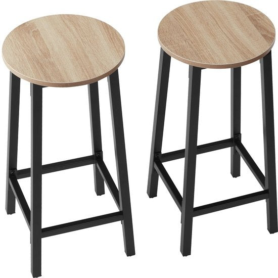 tectake - Lot de 2 tabourets de bar "Corby" - industriel - brun clair - 404333