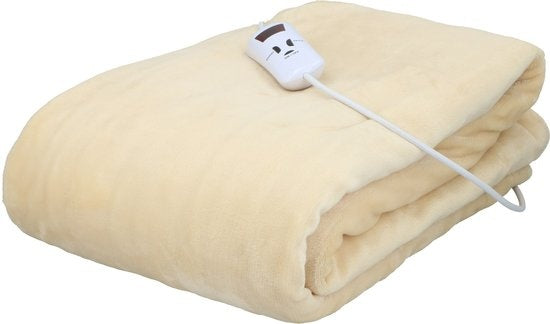 Couverture électrique Alpina Chauffage électrique 1 personne Flanelle avec minuterie 10 niveaux de chaleur 130x180 cm Beige