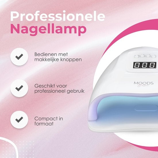 Moods Gellac Professional Luxury Nail Lamp- UV Lamp Gel Nails - Nail Dryer - Contrôlable avec des boutons - Powerful LED Lamp - White