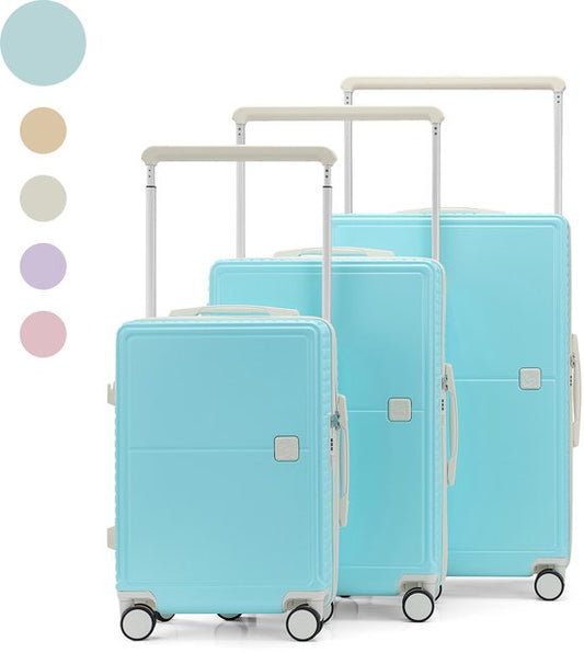 Skycases City Walker - Ensemble de valises 3 pièces | Léger et durable | 20, 24 et 28 pouces | Roues pivotantes à 360° | Verrouillage TSA | Housses de protection incluses - Bleu Tiffany