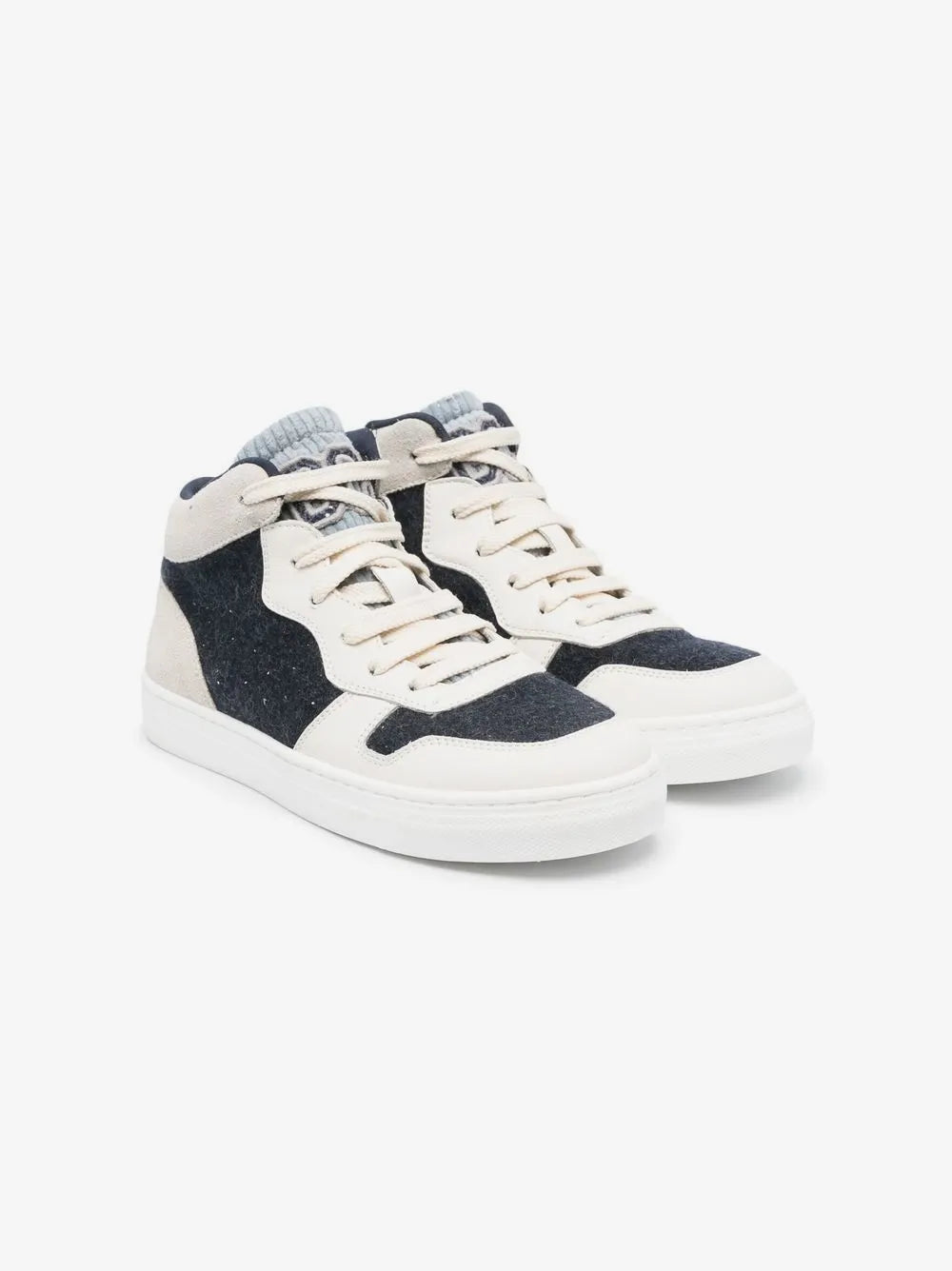 Baskets Brunello Cucinelli Kids Cloud White/Jet Black – Cuir de veau – Fabriquées en Italie