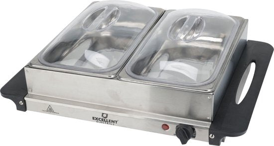 Chauffe-buffet électrique avec 2 plateaux en acier inoxydable