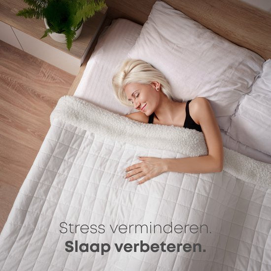 Couverture lestée CozySense® 6 kg - Couverture lestée - Couverture lestée - GLASS-Flow® Distribution de la pression - 135x200 - Velours flanelle & Sherpa - Hypoallergénique - Blanc