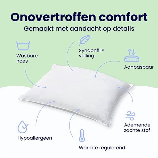 Soulsnooze - Oreiller de luxe de qualité hôtelière - Lot de 2 - Blanc - Moyen - 60x70 cm - Design ajustable - Oreillers de chambre à coucher - Antiallergique - Lavable