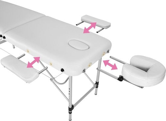 Table de massage 2 zones - matelas 4 cm - alu - blanc - 402788