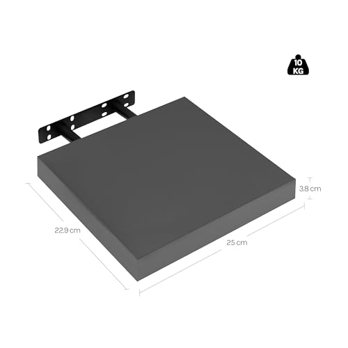 Etagère murale rectangulaire Woltu - MDF gris foncé - 25 cm