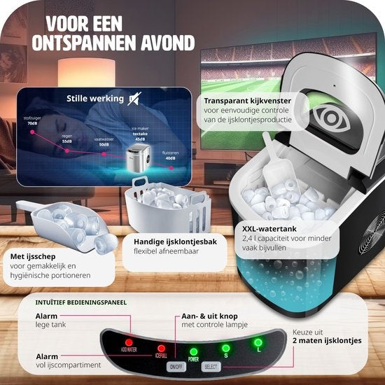 Tectake Machine à glaçons noire 400476