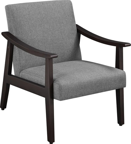 Fauteuil rétro Yaheetech - Accoudoirs en bois - Rembourré - 136 kg - Gris foncé