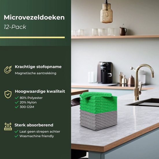 Gandria Lingettes microfibres - 12 pièces - Lingettes nettoyantes - 30 x 30 cm - Torchons - Microfibres - Lingettes nettoyantes lavables - Lingettes ménagères