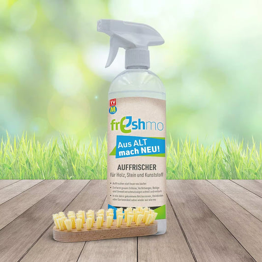Freshmo Rénovateur 750 ml - Brosse incluse - Pour le bois, la pierre et le plastique - Élimine le voile grisâtre