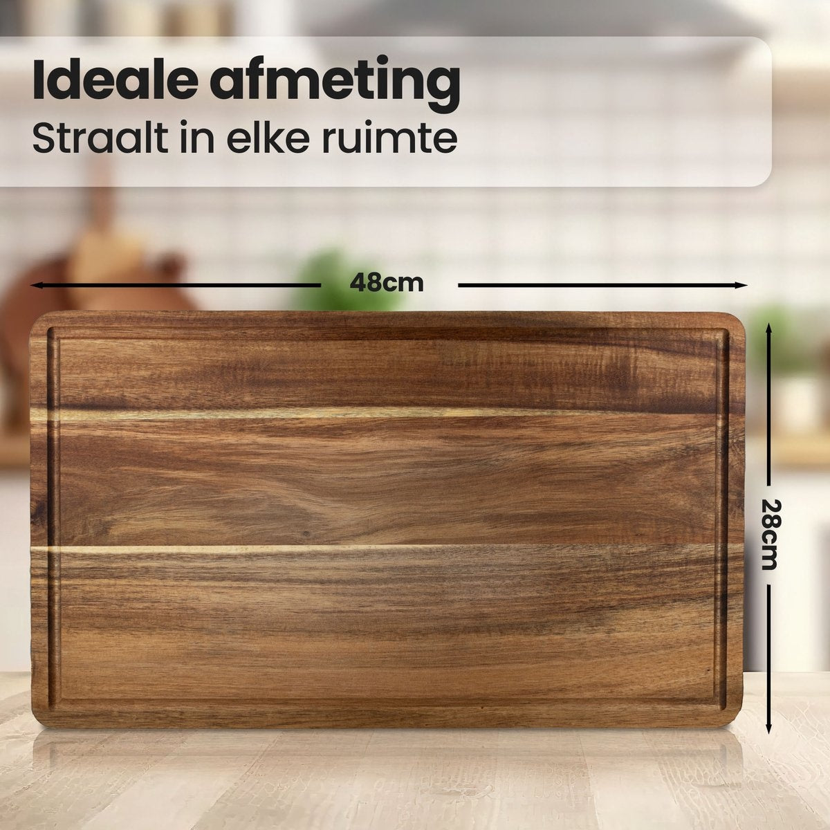 Nimma Planche à découper - Planche à boissons et à tapas - avec bac à jus - pour la cuisine - Bois d'acacia - Marron