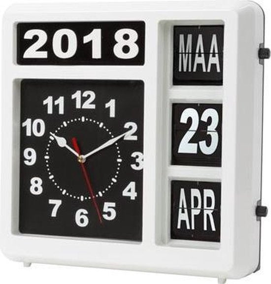 Perel Horloge murale Flipchart avec calendrier - 31 x 31 cm - hollandais