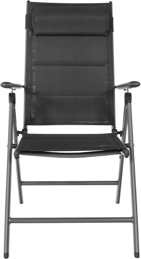 Chaise de camping AXI Mack – Chaise à plusieurs positions – Anthracite et noir – Respirante et résistante aux intempéries – Capacité de charge de 120 kg – Positions réglables et pliable – Chaise pliante confortable – Légère