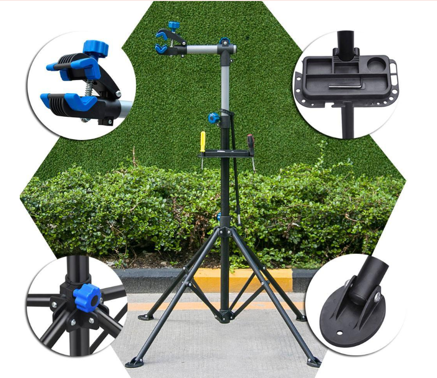 Support de réparation de vélo Yaheetech pliable - Noir - Réglable de 108 à 190 cm