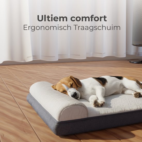 CozySense® Coussin orthopédique pour chien 100 X 70 cm - Taille XL - Imperméable - Convient comme coussin de banc et lit pour chien - Housse lavable - Blanc