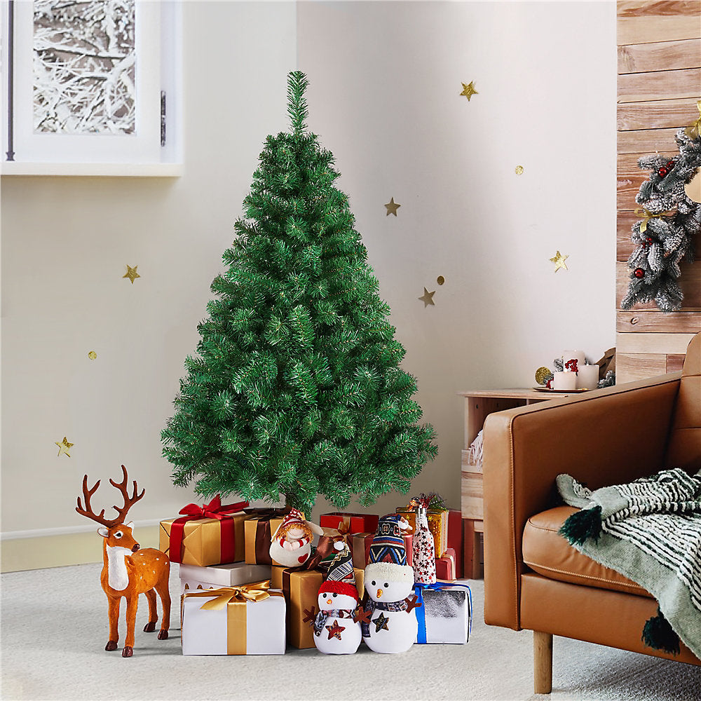 Yaheetech Artificial Christmas Tree 124 cm - Green - Arbre de Noël à charnière avec support métallique pliable