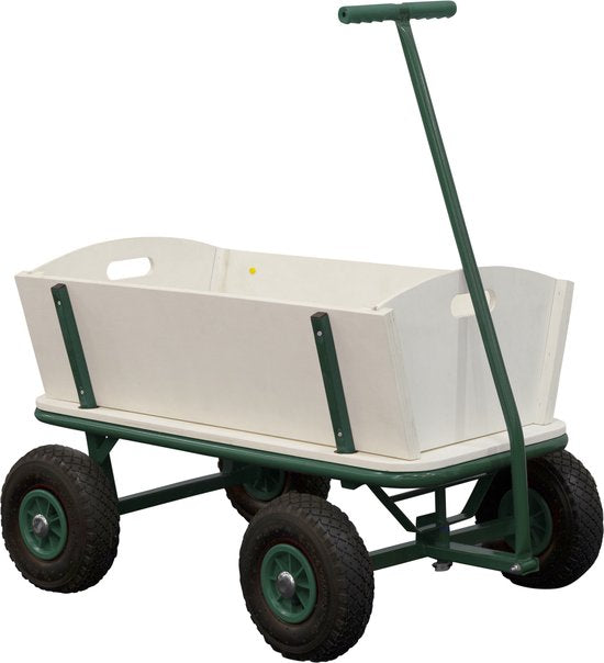 Sunny Billy Beach Wagon Chariot Vert - Bois brut - Chariot avec pneus - 94x61x97cm