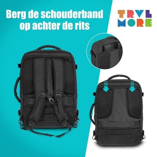 TRVLMORE Travel Bag - 40L - Backpack - Hand Luggage Weekend Bag - Backpack - Splashproof Black