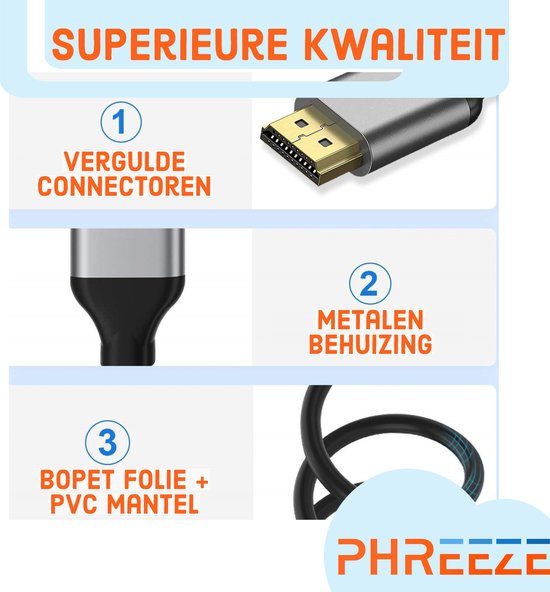 HDMI vers HDMI 8K@60hz - Nylon - Gris moderne - 3M