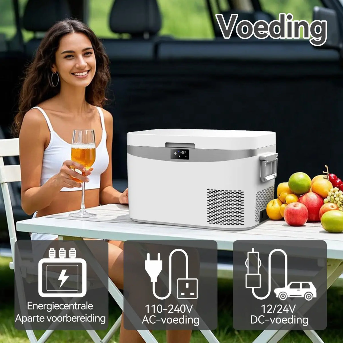 Glacière portable à compresseur Bingi 12,8 L - Multitension 12 V/24 V/230 V - 46,5 x 32 x 28 cm