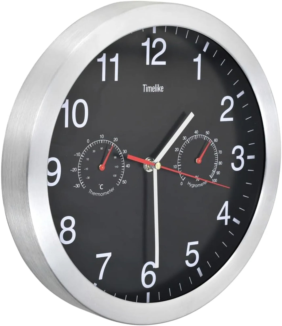 Horloge murale VidaXL Ø 30 cm avec thermomètre et hygromètre - Mouvement à quartz de précision - Aluminium noir