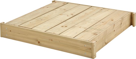 Tp Toys Bac à sable en bois avec couvercle, bancs et revêtement de fond