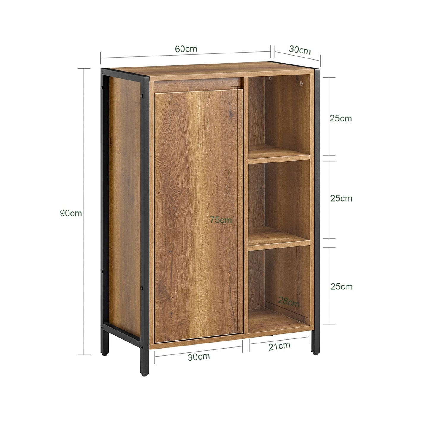 SoBuy Armoire de toilette - Panier à linge basculant - 3 compartiments - 24 x 24 x 60 cm - couleur bois