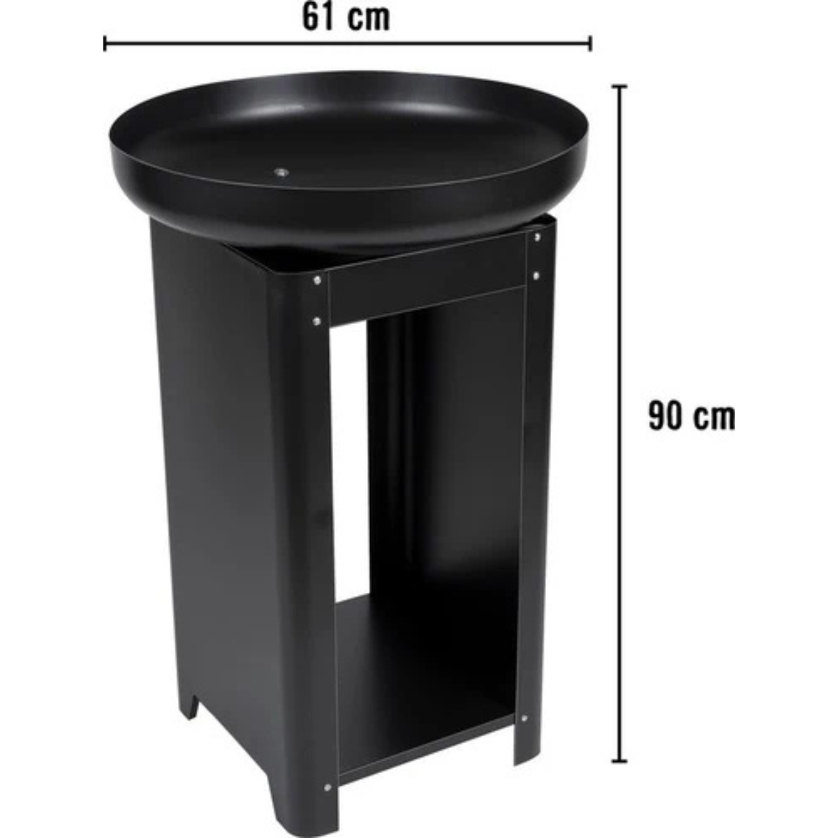 Barbecue 3 en 1 BBQ Collection – Brasero, Plaque Grill, Plaque Teppanyaki – Stockage Bois - 61 x 90 - Noir Acier inoxydable