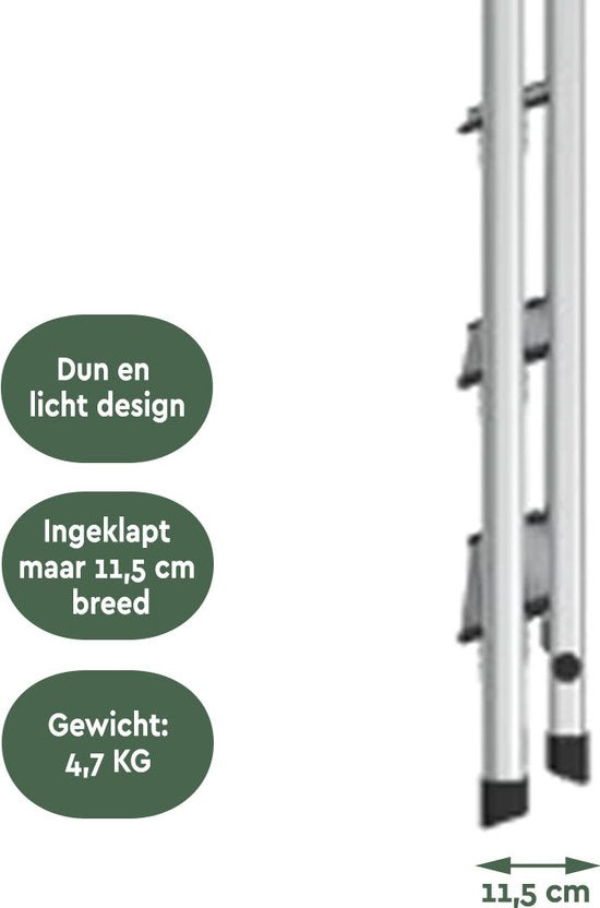 BRASQ Household Ladder 5-Step Silver - Échelle de cuisine pliable en aluminium pour usage privé et professionnel - Échelle - Antidérapante