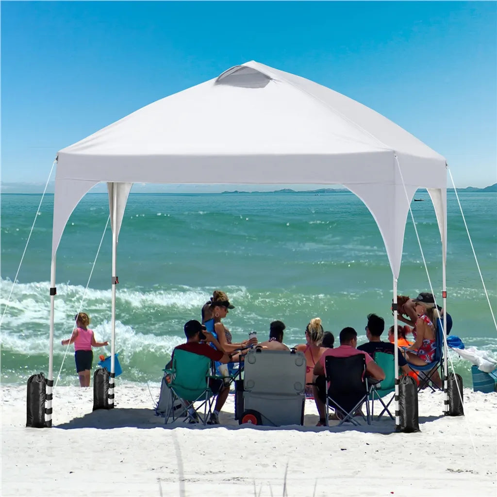 Tente de fête pliable Yaheetech 3 x 3 m - Blanche - Pavillon pop-up réglable avec sac de transport