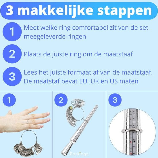 Jauge de bague - Jauge de bague pour toute taille de bague - Calibreur de bague EarKings