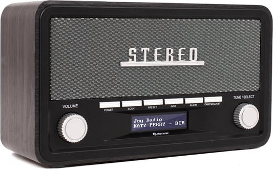 Denver DAB Radio - Model 2023 - Retro Radio - Bluetooth - DAB+/ FM - Dimmable - Batteries & secteur - DAB18 - Darkgrey