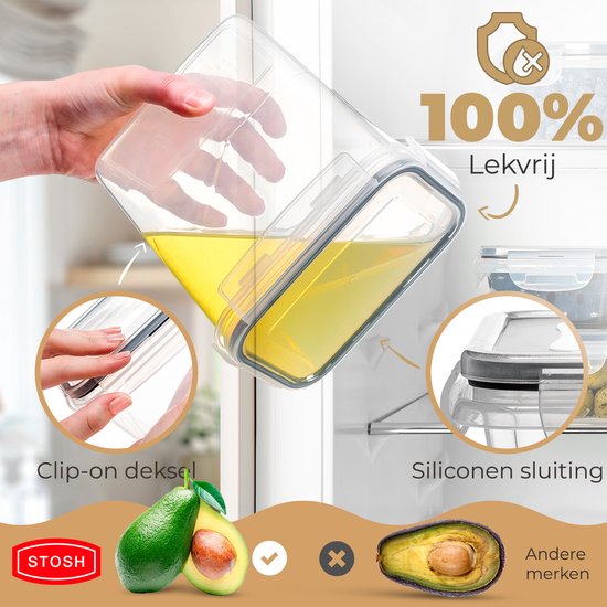 Bocaux de conservation Stosh - Bocaux à bouillon - Bocaux à bonbons - 16 pièces - Sans BPA - Plastique