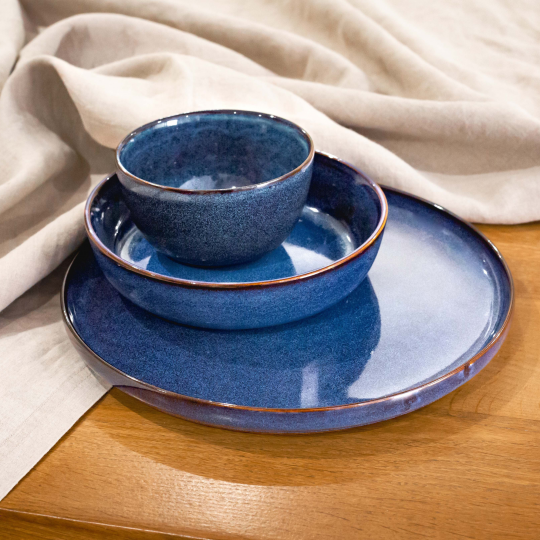 Ardtime Service d'assiettes plates et creuses 18 pièces BLUE MOON