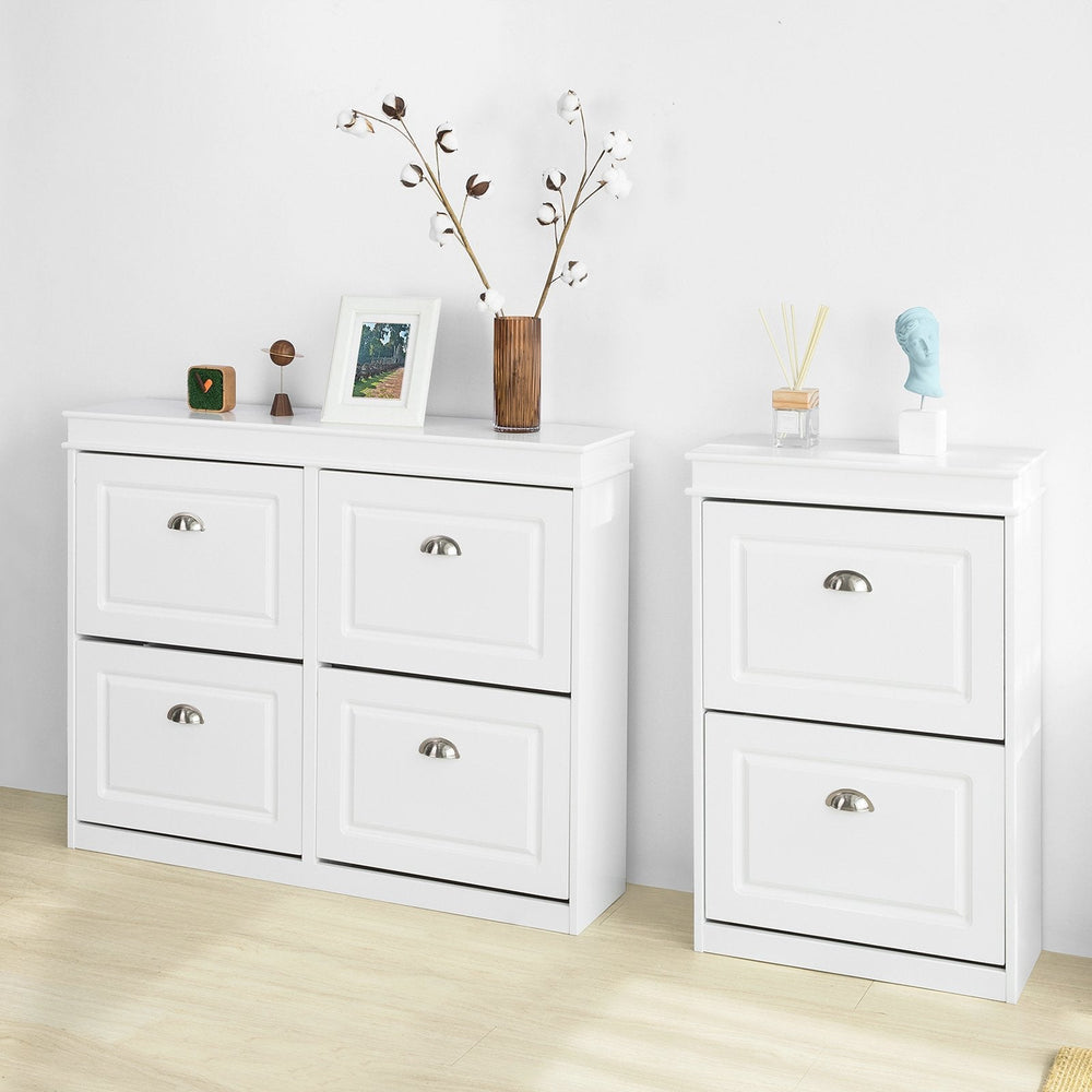 SoBuy FSR78-W Armoire à chaussures avec 2 volets Rack à chaussures Basculeur de chaussures Schuhkipper