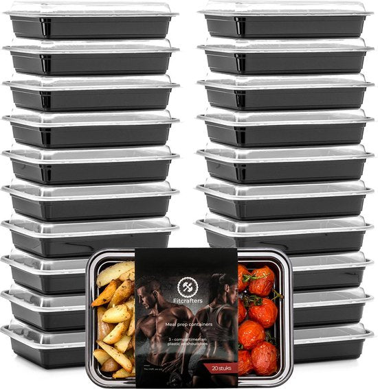 Fitcrafters Meal Prep Trays - Plateaux fraîcheur - Plateaux congélation - 20 pièces - 1 compartiment - 1L - sans BPA