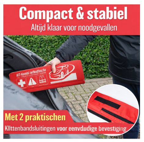 HELDENWERK Car combi bag (3 en 1) selon la norme actuelle 2026 - y compris triangle de signalisation, gilet de sécurité - kit de premiers secours triangle de signalisation kit de premiers secours pour voiture DIN 13164:2022 (conformément au code de la rou