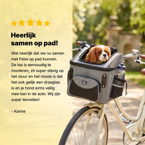 Panier pour chien Jake et Jacky - Panier pour chien à l'avant du vélo - Panier pour chien à vélo - Siège auto pour chien - Petits chiens (max. 8 kg) - 39 x 28 x 34 cm